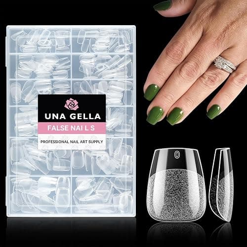 UNA GELLA Extra Short Coffin Nail Tips: XS 216pcs Pre-shape Press on Nails Extra Short Coffin Gel Tips Full Cover Acrylic Fake False Nails Extension 12 Sizes Gelly Tips - Image 1