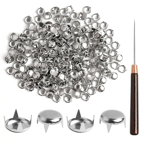 SBYURE 500 Pieces 10mm Round Dome Studs for Clothing Silver Studs and Spikes Leather Rivets Spike Studs with Awl for Punk Rock Clothing Pet Collars Belt Bags - Image 1