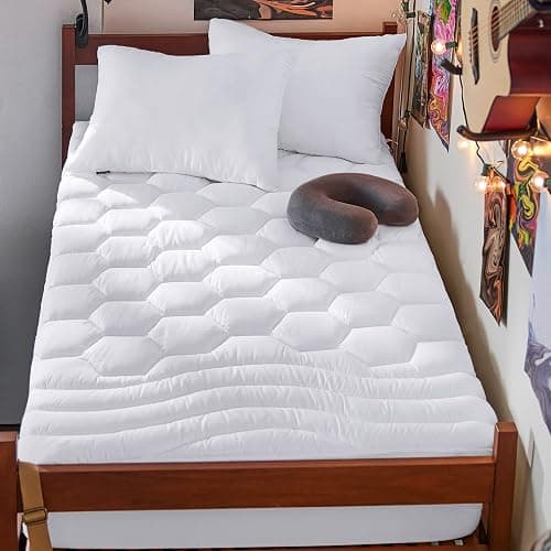 Bedsure Twin XL Mattress Pad - Soft Mattress Topper for College Dorm Room Essentials, Extra Long Twin Quilted Fitted Bed Cover Protector with 8-21 Inches Deep Pocket, Washable, White, 39x80 Inches - White - Twin XL - Image 1