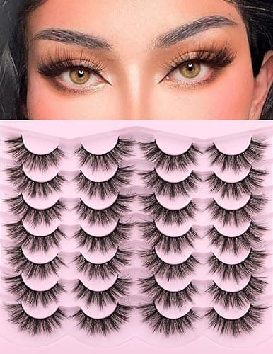 Eyelashes Natural Look Faux Mink Lashes 3D False Eyelashes Wispy Cat Eye Lashes Pack Strip Lashes by Kiromiro - Image 1