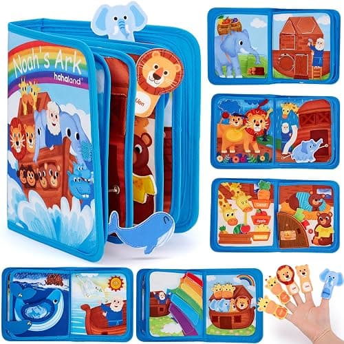 hahaland Noah's Ark Toy Busy Book for Toddlers 1-3 - Baptism Gifts for Boys Girls - Montessori Toys for 1 Year Old, Sensory Early Learning Educational One Year Old Boy Birthday Christmas Toddler Gifts - Image 1