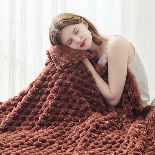 NEWCOSPLAY Super Soft Throw Blanket Coffee Premium Silky Flannel Fleece 3D Clouds Stylish Jacquard Lightweight Bed Blanket All Season Use 350GSM (Coffee, Throw(50"x60")) - Image 1