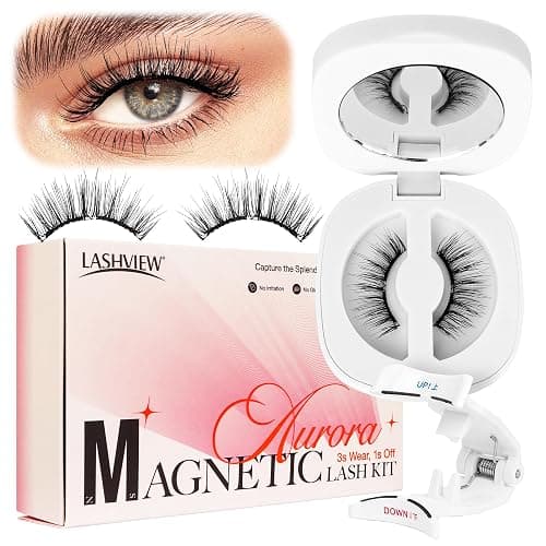 LASHVIEW Upgrade Magnetic Eyelashes with Applicator Reusable Soft Magnetic Eyelashes Natural Look No Glue Needed Lashes Kit Easy to Wear and Remove(A02) - Image 1