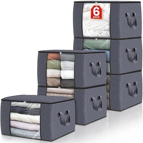 Fab totes Storage Bags,Clothes Blanket Storage Bins Foldable Closet Organizers with Reinforced Handle for Home Dorm Storage and Organization,Fabric Bags for Organizing Bed Sheets,Clothing,Comforters - Image 1
