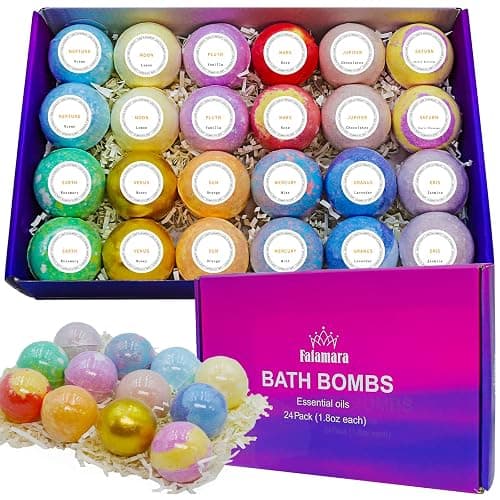 24pcs Bath Bombs Gift Set, Organic and All Natural Ingredients Bubble Bath Bombs Fizzes Spa Ideal Birthday Easter for Her/Him/Girlfriend/Wife - Image 1