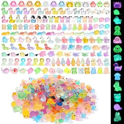 Seenelling 240 Pcs Mini Resin Animals Tiny Resin Animals Bulk Glow in The Dark Miniature Figures for Micro Garden Landscape Ornaments Dollhouse Crafts Accessories(Various Style) - Various Style - Image 1