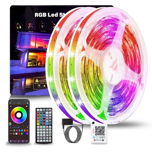 NBBUFF Led Lights for Bedroom 132ft (2 Rolls of 65.6ft), Color Changing RGB Led Strip Lights with 60 Keys Remote and App Control, Music Sync Led Lights for Room Kitchen Party Home Decor - Image 1