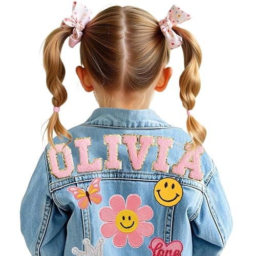 Gowelly Personalized Kids Denim Jean Jacket with Name Patche-Toddler Jacket | Back to School Outfits Clothes for Girls&Boy, Personalized 1-10 T Year Old Birthday Gifts from Grandmom Mom Aunt - Image 1