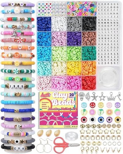 LovelyMoon Bracelet Making Kit 5000 Pcs Clay Beads Flat Preppy Beads for Friendship Jewelry Making Polymer Heishi Beads with Charms Gifts for Teen Girls Crafts for Girls Ages 6 7 8 9 10 11 12 - Image 1