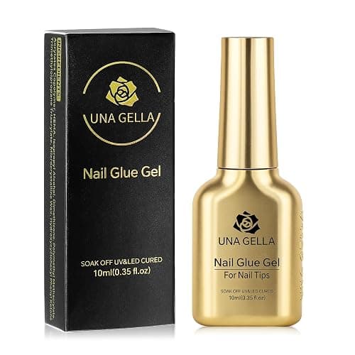 UNA GELLA 6 in 1 Gel Nail Glue U V for Nails Tips 10ml Long Lasting | Super Strong Brush On Glue for Base Blooming Gel for Clear False Nail Tips and Press on Acrylic Nails Need Light Cured - Image 1