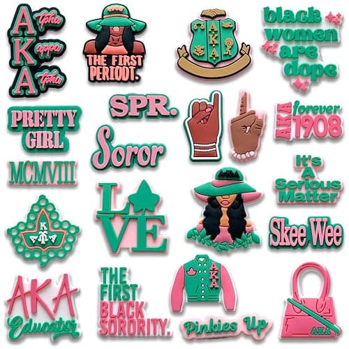 21Pcs Sorority Shoe Charms Fits for Croc Clog Sandals Shoes Decoration, Anime Accessories Charms for Women - Image 1
