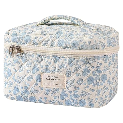 Large Makeup Bag, Cute Cosmetic Bag for Women Girls, Floral Coquette Aesthetic Toiletry Bag, Travel Make Up Organizer Bag (BDLH) - Image 1
