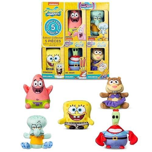 Micro Teenies - Spongebob Square Pants 5-Pack - Collectible Miniature Plush Figure, Suffed Animal, Toy Mini Soft Figure for Kids Ages 4+ - Image 1