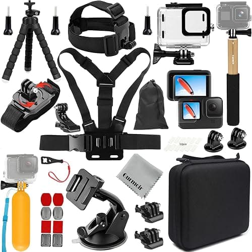 Gurmoir Accessory Pack for Go Pro 13 12 11 10 9 Hero, Full Essential Accessories Kit with Waterproof Protective Housing Case for GoPro Hero 13 12 11 10 9 Black(DT06) - Image 1