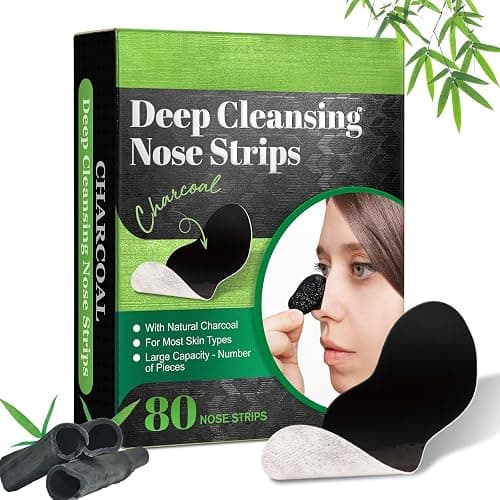 JWBVCTCR Pore Strips,Natural Charcoal Deep Cleansing Pore Strips ,Nose Strips for Blackheads,Black Heads Removal for Nose Face,Deep Cleansing for All Skin Types(80pcs) - Image 1