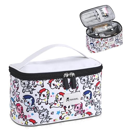 Tokidoki Unicorno Makeup Bag Cute Cosmetic Bag Large Capacity Travel Makeup Case Portable Organizer Toiletry Bag for Women Traveling with Handle (White) - Image 1