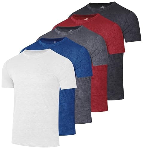 Real Essentials 5 Pack: Youth Dry-Fit Wicking Active Athletic Performance Short Sleeve T-Shirt Boys & Girls Shirts - Image 1