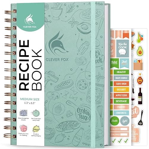 Clever Fox Recipe Book Spiral – Make Your Own Family Cookbook – Blank Recipe Notebook Organizer – Empty Cooking Journal to Write In Recipes – Medium Size, 6.3”x8.3”, Hardcover (Mint Cream) - Image 1
