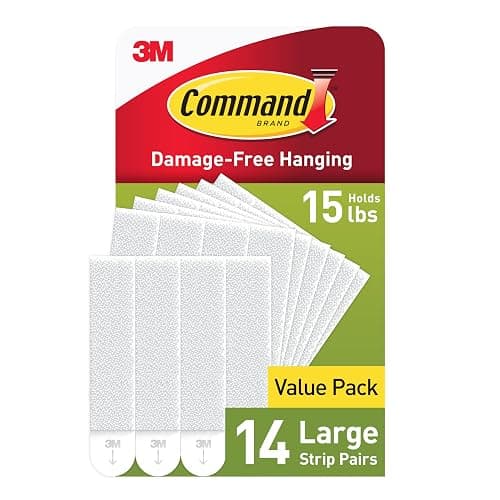 Command 15 lb Large Picture Hanging Strips 14 Pairs (28 Strips), Damage-Free Hanging Picture Hangers, No Tools Wall Hanger for Home Decor, White Adhesive - Image 1