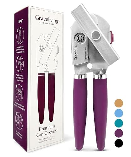 Graceliving Heavy Duty Manual Can Opener with Magnetic Lid Lifter, Mauve | Premium Stainless Steel Body, Sharp Cutting Blade, Oversized Easy-Turn Knob, Soft-Touch Handle, Bottle Opener, Kitchen Use - Image 1