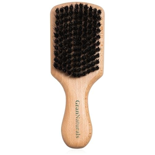 GranNaturals Soft Boar Bristle Slick Back Hair Brush - Hairbrush for Smoothing, Fades, Beards, 360 Waves to Style, Polish, & Lay Down Hair to Create a Sleek Ponytail Bun Hairstyle for Women & Men - Image 1