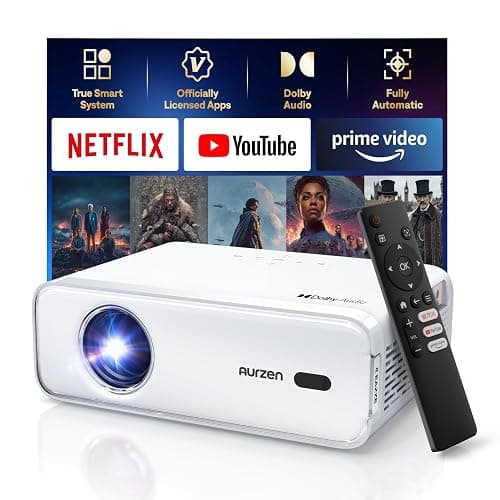 Aurzen EAZZE D1 Smart Projector with WiFi and Bluetooth, Netflix-Officially-Licensed, Auto Focus & Keystone, DoIby Audio, Native 1080P Movie, Portable Outdoor Mini Projector, White - Image 1