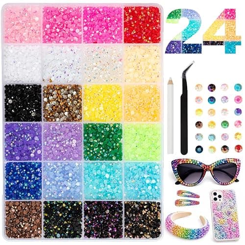 Vinuwu 24 Couleurs Strass, 30000+Pcs 3mm Flatback Bedazzling Kit avec Pince et Stylo, AB Strass a Coller DIY pour Ongles Deco Nail Art Vêtements Chaussures (Colle requise, non incluse) - Image 1