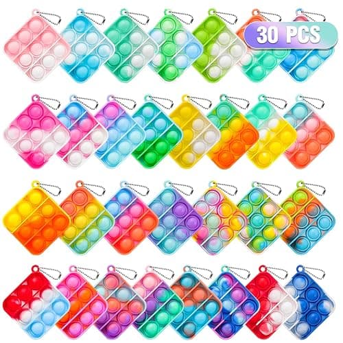 Pop Fidget Toys Bulk Its Party Favors for Kids 4-8 8-12 30 Pack Mini Pop Keychain It Christmas Stocking Stuffers for Kids Toy Fidgets for Classroom Prizes Student Gifts Birthday Goodie Bag Stuffers - Image 1