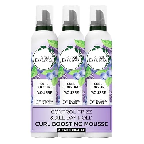 Herbal Essences Curl Boosting Mousse, Frizz Control for Curly & Wavy Hair, Long-Lasting Hold with Berry Scent, Paraben & Dye, Cruelty-Free, 6.8 Fl Oz Each, 3 Pack - Image 1