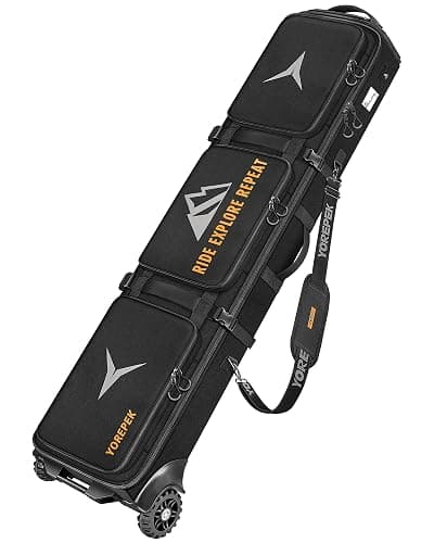 YOREPEK Ski & Snowboard Bag with Wheels, Upgraded All-Terrain Large Wheels, Extendable 160–175cm Water Resistant Padded Ski Bags for Air Travel with Backpack & Shoulder Strap, Mini Pocket for AirTag - Image 1