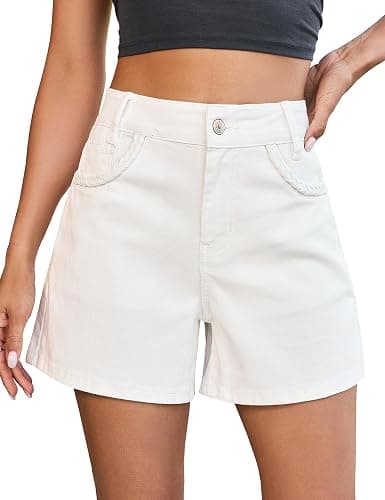 luvamia Jean Shorts for Women Trendy Wide Leg Mid Thigh Casual Summer Stretchy Denim Shorts Jorts with Braided Pockets - Image 1