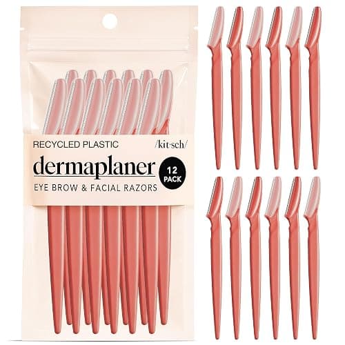 Kitsch Dermaplane Razor for Women Face – Face Razors for Women & Men, Eyebrow Trimmer & Face Shaver – Exfoliating Facial Razor & Skin Care Tool for Smoother Skin - Coral, 12 pcs - Image 1