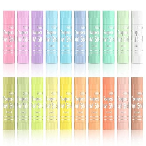 Tempera Paint Sticks, 20 Pastel Colors, Solid Tempera Paint for Kids, Super Quick Drying, Works Great on Paper Wood Glass Ceramic Canvas - Image 1
