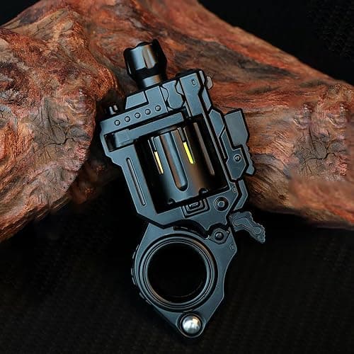 Metal Fidget Toys Adults Gun: Decompression EDC Fidget Spinner, Cool Stress Relief Spinner Ring for Finger, Best Steel Mini Toy Gift for Men (Black) - Image 1