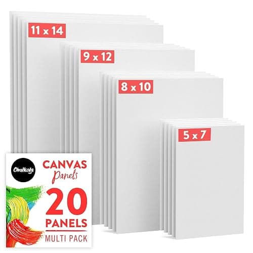 Chalkola Canvas for Painting - (20 Bulk Pack, 5x7, 8x10, 9x12, 11x14 inch) | 100% Cotton Panels, Primed Blank Canvases for Painting for Kids & Adults - Paint Canvas Boards for Acrylic, Oil, Watercolor - Image 1