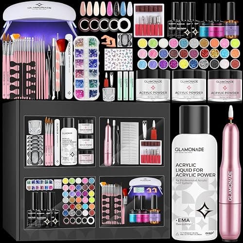 Glamonade Acrylic Nail Kit for Beginners: Professional Acrylic Nail Kit Set with Everything Drill Powder Nail Art Starter Tech Kit at Home Salon Gift - Image 1