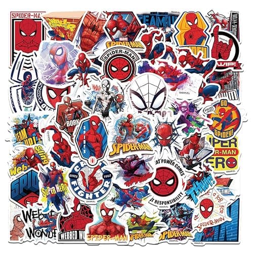 50pcs Cartoon Spider-Man Stickers for Kids,Vinyl Waterproof Princess Decal for Water Bottle Laptop Toy Sticker for DIY Decorate Bumper Phone Hard Hat Kids Teens Gifts (Spider) - Image 1