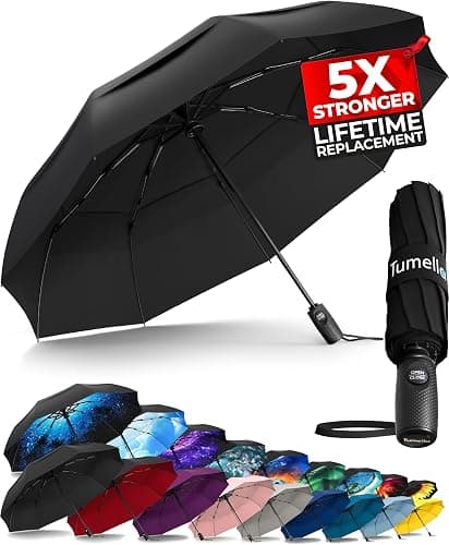 TUMELLA Strongest Windproof Travel Umbrella (Compact, Superior & Beautiful), Small Strong but Light Portable and Automatic Folding Rain Umbrella, Durable Premium Grip, Fits Car & Backpack - Image 1