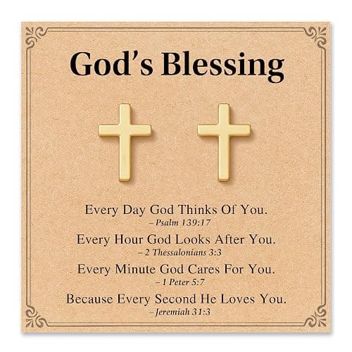 Hypoallergenic Cross Earrings for Women & Girl, Christian Religious Easter Gift Jewelry Gift with Meanningful Quote Card & Gift Pouch - Image 1