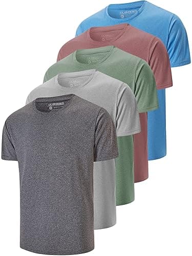 5 Pack Men's Dry Fit T Shirts Athletic Running Gym Workout Short Sleeve Tee Shirts for Men - Image 1