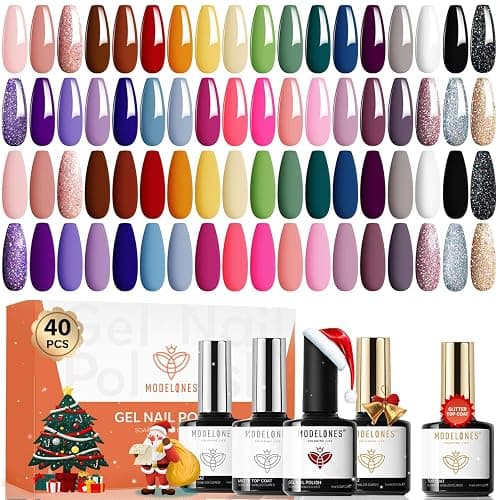 Modelones Gel Nail Polish 36 Colors All Seasons Holiday Gel Polish with Glossy & Matte Top Coat Base Coat Starter Kit Soak Off U V Gel Nail Kit Nail Art Starter Kit Beauty Gifts Set Box - Image 1