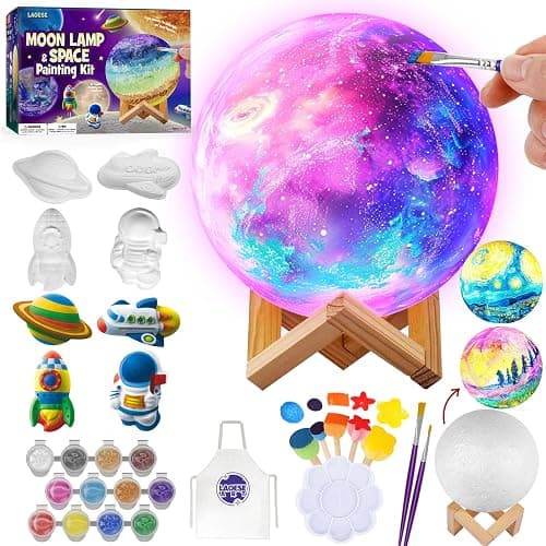 Paint Your Own Moon Lamp Kit, Cool Gifts DIY 3D Space Moon Night Light, Art Supplies Arts & Crafts Kit, Arts and Crafts for Kids Ages 8-12, Toys Girls Boy Birthday Gift Ages 3 4 5 6 7 8 9 10 11 12+ - Moon - Image 1