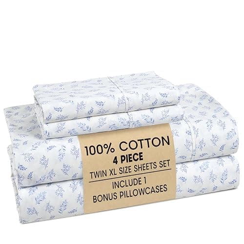 Casa Platino Twin XL Size Sheets – 100% Cotton Crisp Percale Weave Sheets Twin XL Size, Cozy Feel with 2 Pillowcases, 15" Deep Pockets & Breathable Fabric for All Sleepers & Everyday Use – Amethyst - Image 1