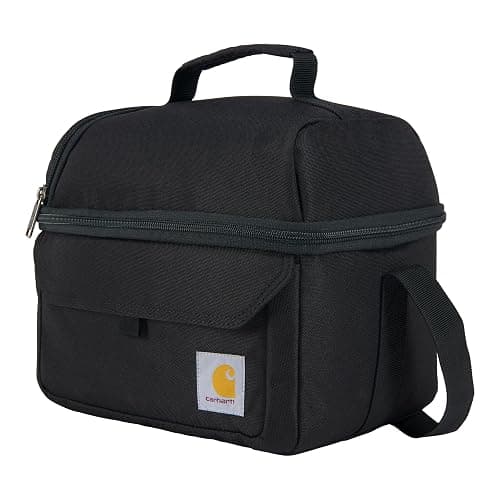 Carhartt Insulated 12 Can Two Compartment Lunch Cooler, Durable Fully-Insulated Lunch Box, Dual Compartment (Black) - Image 1