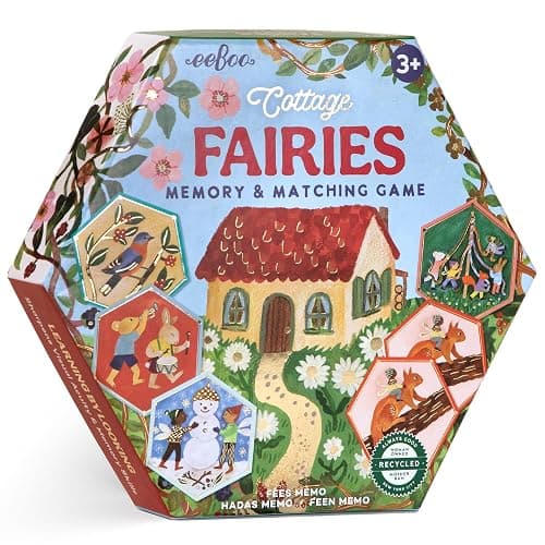 eeBoo: Memory & Matching Game - Cottage Fairies - 20 Hexagon-Shaped Matching Pairs, Nature Themed Concentration Tile Game, Kids Ages 3+, 1-4 Players - Image 1