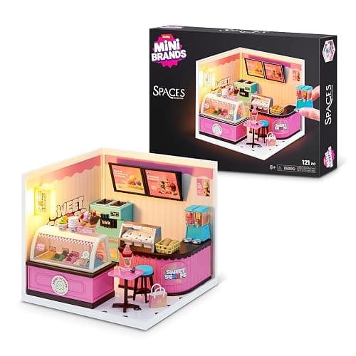 Mini Brands Mini Spaces Sweet Scoop By ZURU | DIY Mini Spaces build & customize kit; light-up miniature ice cream shop scene; display Mini Brands miniatures and figures - Image 1