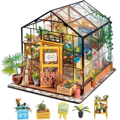 Rolife DIY Miniature House Kit-Mini Diorama 1/18 Greenhouse Dollhouse Building Kit with LED, Crafts for Adults Christmas Birthday Gift for Women Adults Dad Mom Home Decor (Cathy's Flower House) - Image 1