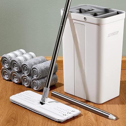 JOYMOOP Mop and Bucket Set with Wringer, Dust Mops for Floor Cleaning, Wall Cleaner with Long Handle,Wet and Dry Use - 8 Microfiber Mop Pads - Image 1