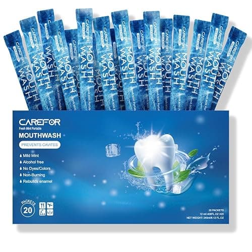 Mouthwash Travel Size, Portable Fresh Breath Mouthwash, Alcohol-Free, ICY Mint Flavor, Mini Pack – Go for On-The-Go Freshness, Bulk Packets 0.41 Fl Oz(Pack of 20) - 0.02 Fl Oz (Pack of 20) - Image 1