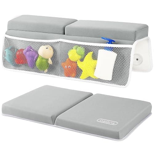 beiens Bath Kneeler and Elbow Rest Pad Set - 1.5'' Comfortable Baby Bath Kneeler Pads, Thick Quick Dry Kneeling Pad Support for Knee& Arm, Large Bathtub Mat with Toy Organizer for Happy Baby Bath Time - Image 1